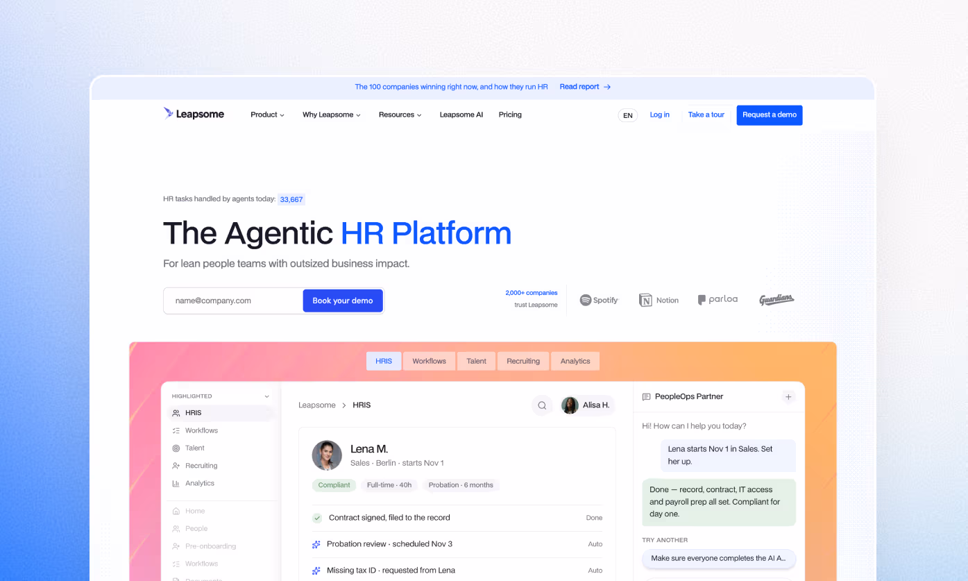 Leapsome website relaunch: the redesigned homepage